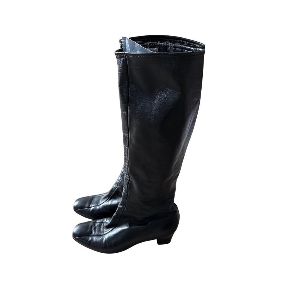 Vintage 90s Selby Black Leather Knee Boots 7.5